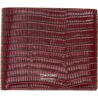 Tom Ford Lizard Embossed T-Line Classic Bifold Wallet in Rap Ruby Red at Nordstrom
