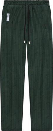 GCDS Triacetate Pinstripe Trackpants - Dames - Straight fit broeken - Groen - XL - Polyester - Broeken