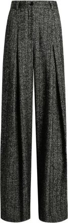 Dolce & Gabbana Striped Wool Broeken - Dames - Wijde Broeken - Grijs - L - Wol - Broeken