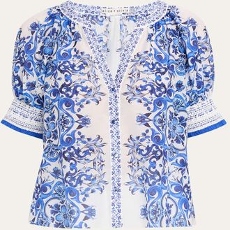 Alice & Olivia Thalia Puff-Sleeve Blouse