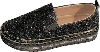 Generic Womens Slippers with Glitter Breathable Casual Shoes One Colour Slip-On Sneakers Soft Hiking Shoes Flat Loafer Travel-friendly Summer Shoes Barefoot S