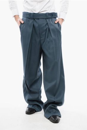 Jil Sander Pantaloni Straight Leg in Lana Vergine con Cintura taglia 46