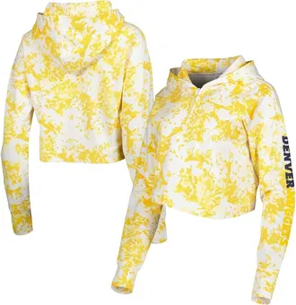 Lusso Womens Lusso Gold/White Denver Nuggets Maia Tri-Blend Cropped Quarter-Zip Top at Nordstrom, Size X-Large