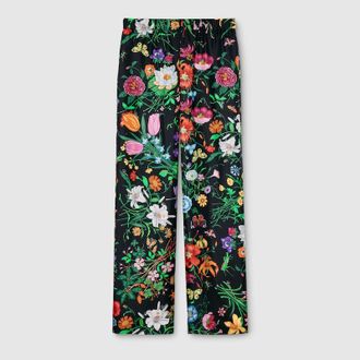 Gucci Printed Silk Twill Pants, Black, Ready-to-wear