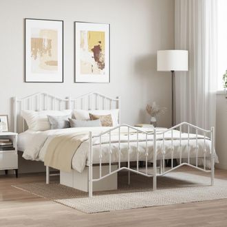 Berkfield Home Metal Bed Frame with Headboard & Footboard White 135x190 cm Double