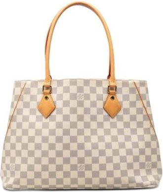 Louis Vuitton Pre-owned Damier Azur Shoulder Tote - Dames - Vintage Shopper - Wit - ONE Size - Leer - Vintage
