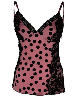 Dolce & Gabbana Polka Dot Lace Trimmed Blouse, Size Eu 40 (Authentic Pre- Loved)