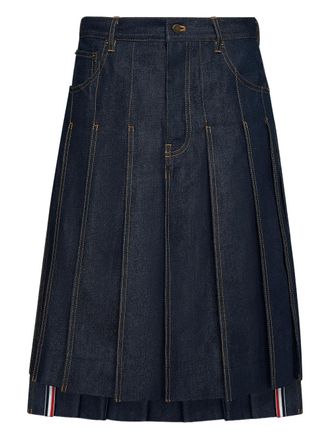 Thom Browne selvedge pleated five-pocket skirt - Blue