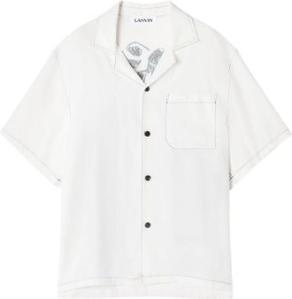 Lanvin Short-Sleeved Shirt with Graphic Print and Contrast Stitching
