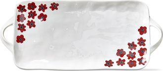 Tag Happy Flower Red Floral Earthenware Platter with Handles in Multicolored at Nordstrom