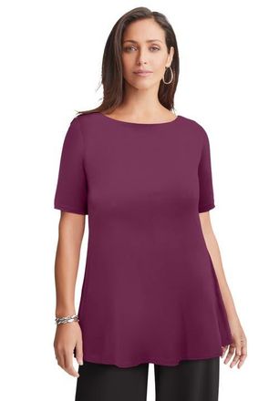 Jessica London Stretch Knit Boatneck Swing Tunic in Deep Claret at Nordstrom, Size Large