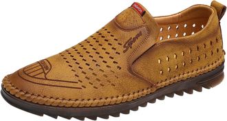 Generic Mens Leather Shoes Easy Wear Slip On Loafers Without Lacing Upper Low Cut Flat Business Shoes Casual Non Slip Breathable Sneakers for Outdoor Walking 