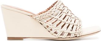 Staud Blair wonven-design wedge sandals - women - Leather/Leather/Leather - 39.5 - Neutrals