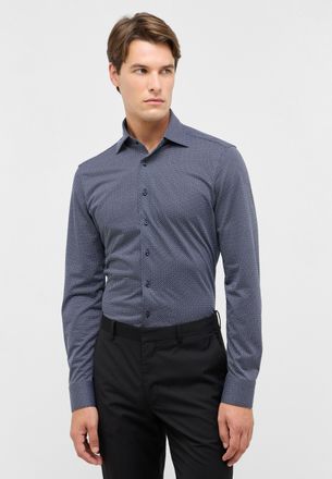 Eterna Langarmhemd ETERNA SLIM FIT, Herren, Gr. 38, Normalgr&ouml;ssen, dunkelblau, Jersey, 58% Baumwolle, 42% Polyester, schmal, Manschette, Hemden Langarmhemd, 