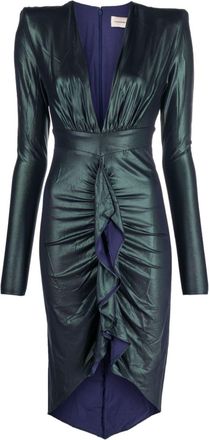 Alexandre Vauthier draped asymmetric jersey midi dress - women - Spandex/Elastane/Viscose - 38 - Green