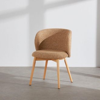 Maisons du monde Silla de tela ocre y madera de haya