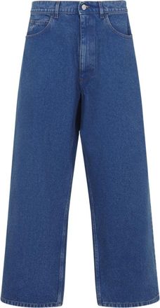Marni High-Waisted Wide-Leg Denim Jeans with Back Logo Patch