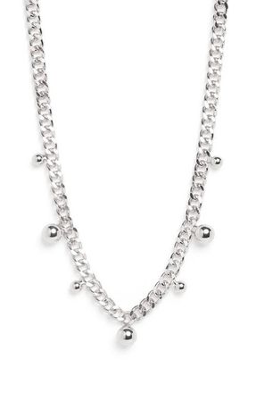 Open Edit Orb Drop Curb Chain Necklace in Silver at Nordstrom