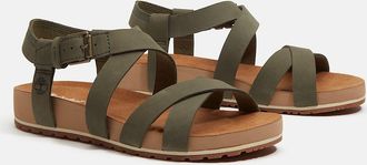 Timberland Sandale TIMBERLAND MALIBU WAVES BACKSTRAP SANDAL, Damen, Gr. 37,5, dk grn nubuck, Leder, Schuhe Sandale, aus Leder