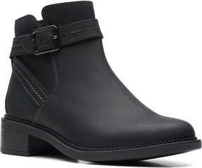 Clarks Maye Buckle Strap Boot in Black Leather at Nordstrom Rack, Size 6.5