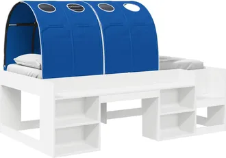 vidaXL Cama Con T&uacute;nel 3 Uds. Blanco Y Azul Madera De Ingenier&iacute;a Vidaxl