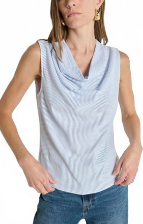 Nation Ltd Cille Cowl Neck Tank In Light Blue Stripe