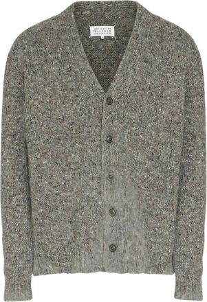 Maison Margiela Truien & Vesten, Dames, Grijs, S, Grijze Gespikkelde V-Hals Trui