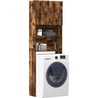 vidaXL Mobile Lavatrice Rovere Fumo 64x24x190 cm Legno Multistrato - Vidaxl