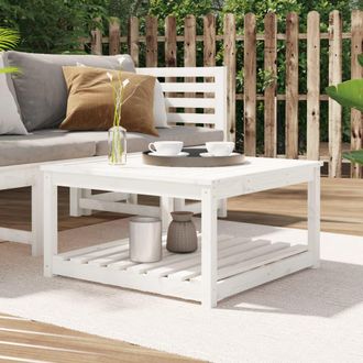 vidaXL Mesa De Jard&iacute;n Madera Maciza Pino Blanco 82,5x82,5x45 Cm Vidaxl