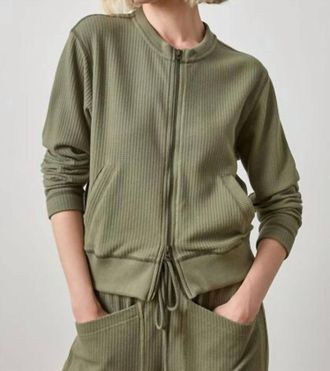 Lilla P Bomber Zip Cardigan In Matcha