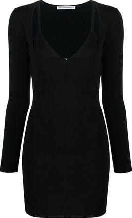 Alexander Wang layered-neckline detail dress - women - Viscose/Spandex/Elastane/Polyamide - M - Black