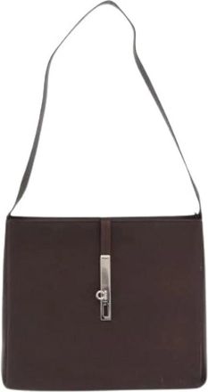Ferragamo Pre-owned Shoulder Bags, female, Brown, Size: ONE SIZE Pre-owned Leather Shoulder Bag
