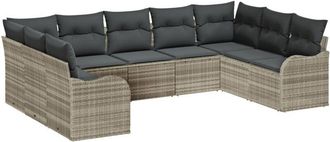 vidaXL Garden Sofa Set with Storage 9 pcs Brown and white Poly Rattan vidaXL