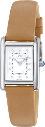 Porsamo Bleu Karolina Womens Diamond Watch with Cognac Leather Band