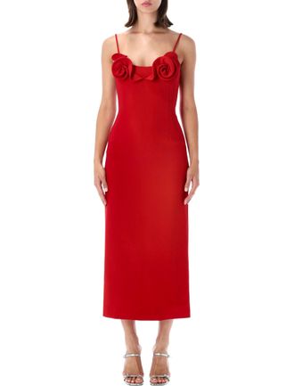 Magda Butrym Midi-Length Dress With Sculptural Rose Appliqu&eacute;s