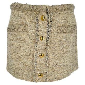 Isabel Marant Gleny Tweed Mini Skirt in Beige Cotton