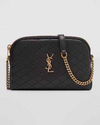 Saint Laurent Gaby Mini YSL Crossbody Bag in Quilted Leather