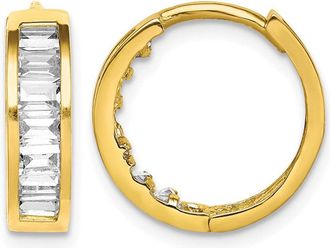 Diamond2Deal 10K Yellow Gold Cubic Zirconia Fancy Hinged Hoop Earrings