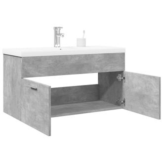 Berkfield Home Bathroom Sink Cabinet with Built-in Basin Concrete Grey