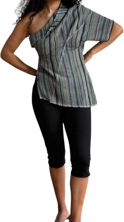 Luna Del Pinal Tela De Raya Loo Weave Asymmetric Top In Humbug Stripe