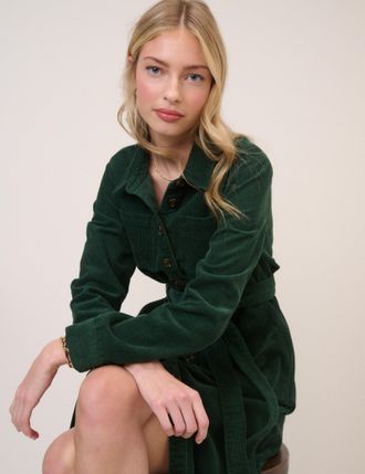 Nobody's Child Green Cord Tie Waist Lizzy Midi Dress