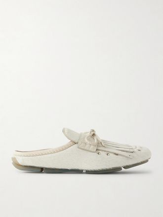 Wales Bonner Mule In Cavallino Con Finiture In Pelle E Borchie Montego - Avorio