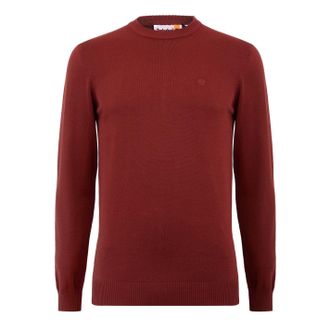 Timberland Mens Merrymeeting River Embossed Logo Crew Neck Long Sleeve Sweater in Burnt Henna - Brown - Size X-Large