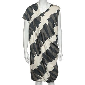 Sportmax Multicolored Printed Cotton Pleated Detailed Dress