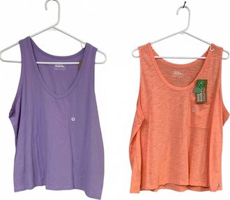 Eddie Bauer Womens Gatecheck Pocket Tempo Two-Piece Tank In Peach Purple