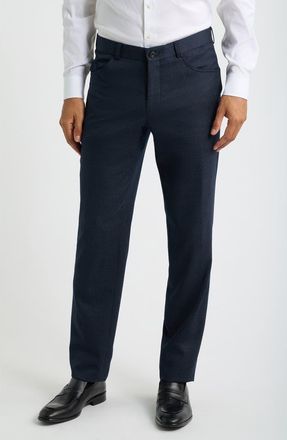 Jack Victor Wool Melange Stretch Five Pocket Pants in Navy at Nordstrom, Size 32