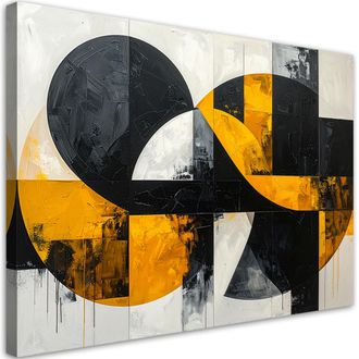 Feeby Cuadro Sobre Lienzo, Imitacione Geom&eacute;trica Textura Amarillo Negro, 120x80