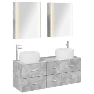 vidaXL Juego De Muebles De Ba&ntilde;o 5 Uds. Gris Hormig&oacute;n Vidaxl