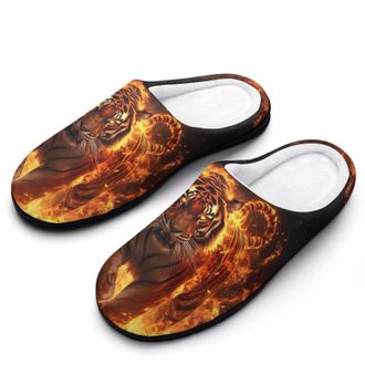 Generic Fire Tiger Animal Womens Slippers Warm House Slippers Indoor House Shoes with Anti-Skid Rubber Sole