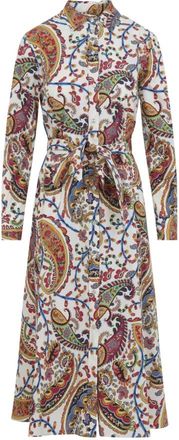 Etro Paisley Foliage Midi Overhemdjurk - Dames - Shirt Kleedjes - Veelkleurig - XS - Katoen - Kleedjes